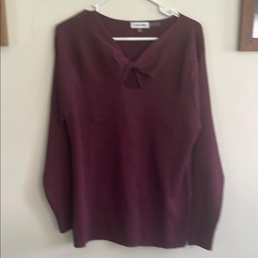 Calvin Klein glittery Deep Red Long Sleeve Blouse